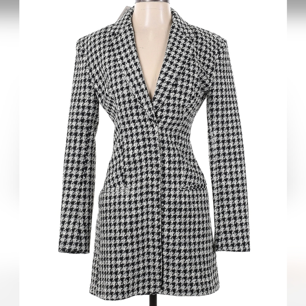 Zara* Houndstooth blazer dress with shoulder pads - Picture 15 of 16